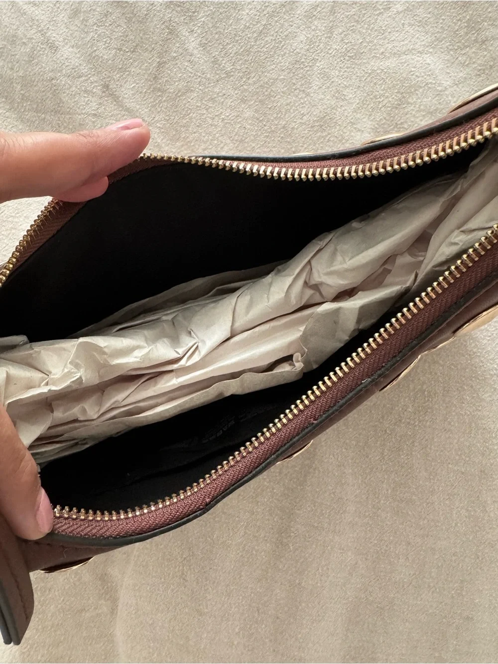 ASOS Brown Hobo Shoulder Bag with Gold Studs - Picture 6 of 12